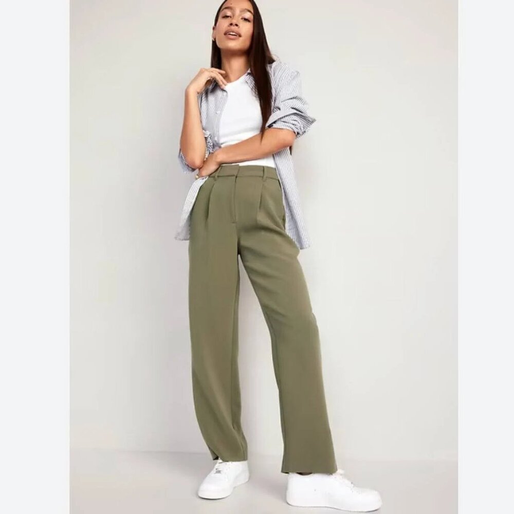 8-Tall - Extra High-Waisted Linen-Blend Taylor Wide-Leg Trouser Pants